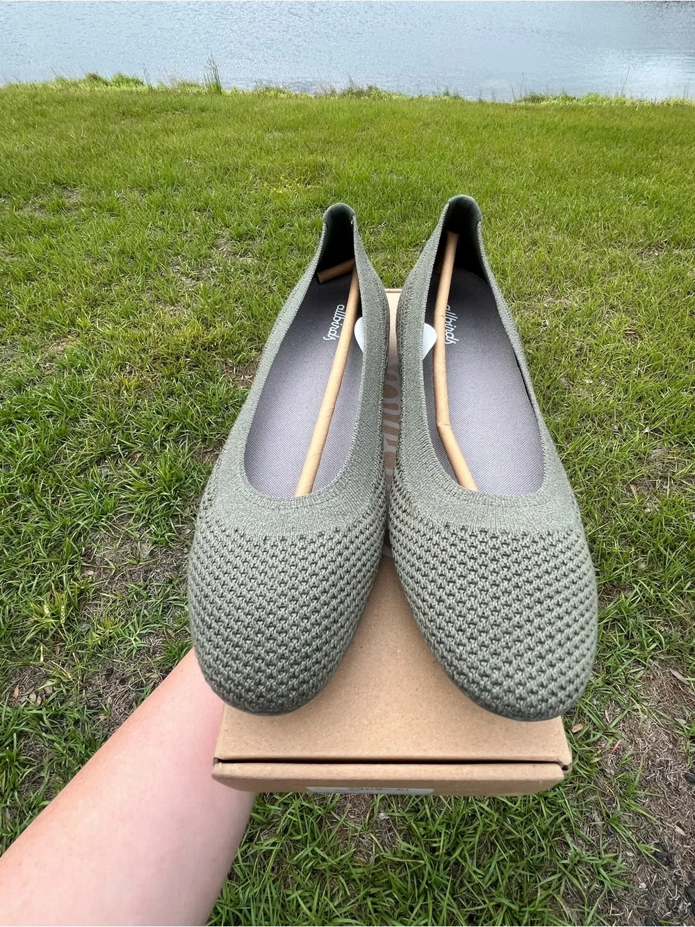 New In Box Allbirds Womens Tree Breezers Flats in Rugged Green Size 9